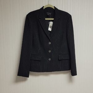 Spanner Black Pinstripe Blazer, Women's Sz 14. New Office Business Career